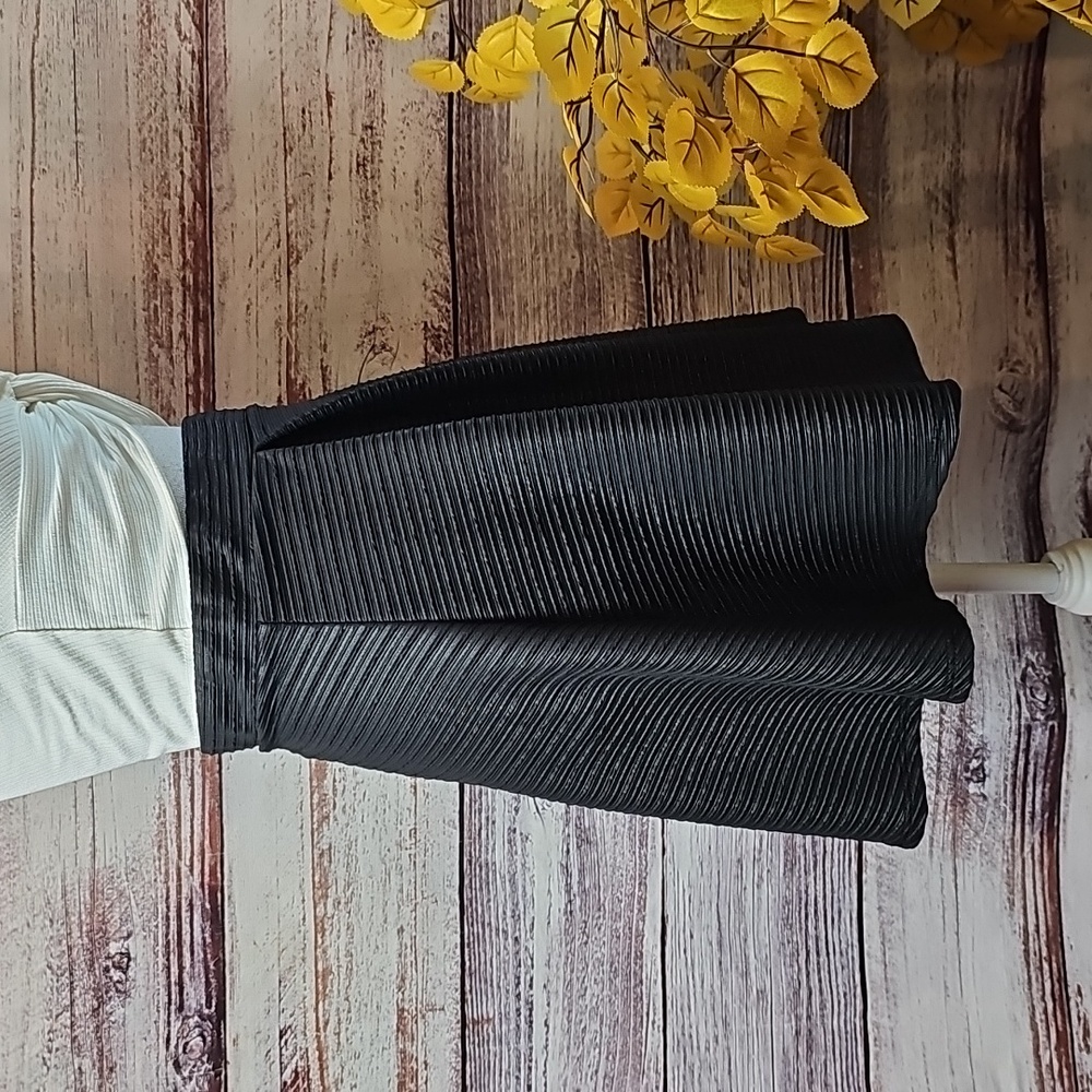 NEW CHARLOTTE RUSSSE BLACK TEXTURED PLEATED SKATER SWING SKIRT - Picture 3 of 7